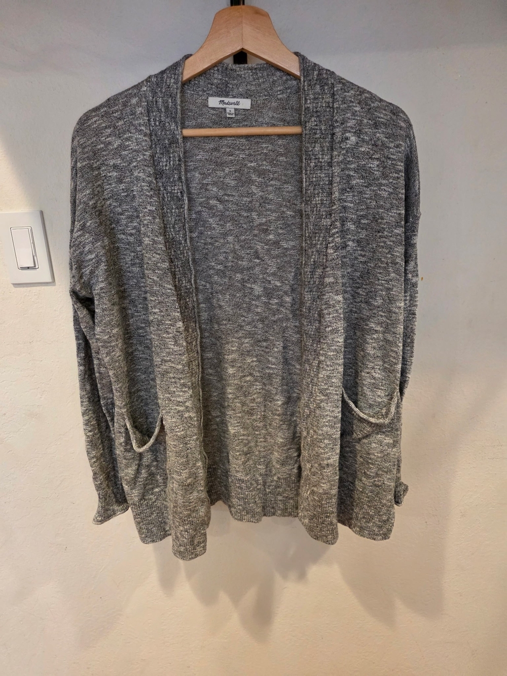 Madewell Heather Gray Open Cardigan with Pockets
